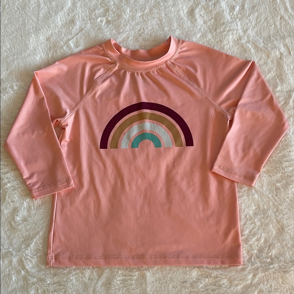 Peek Kids Pink Rainbow rashguard  SZ XS 4-5